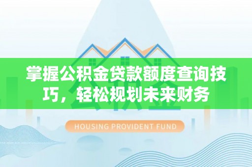 东川掌握公积金贷款额度查询技巧，轻松规划未来财务